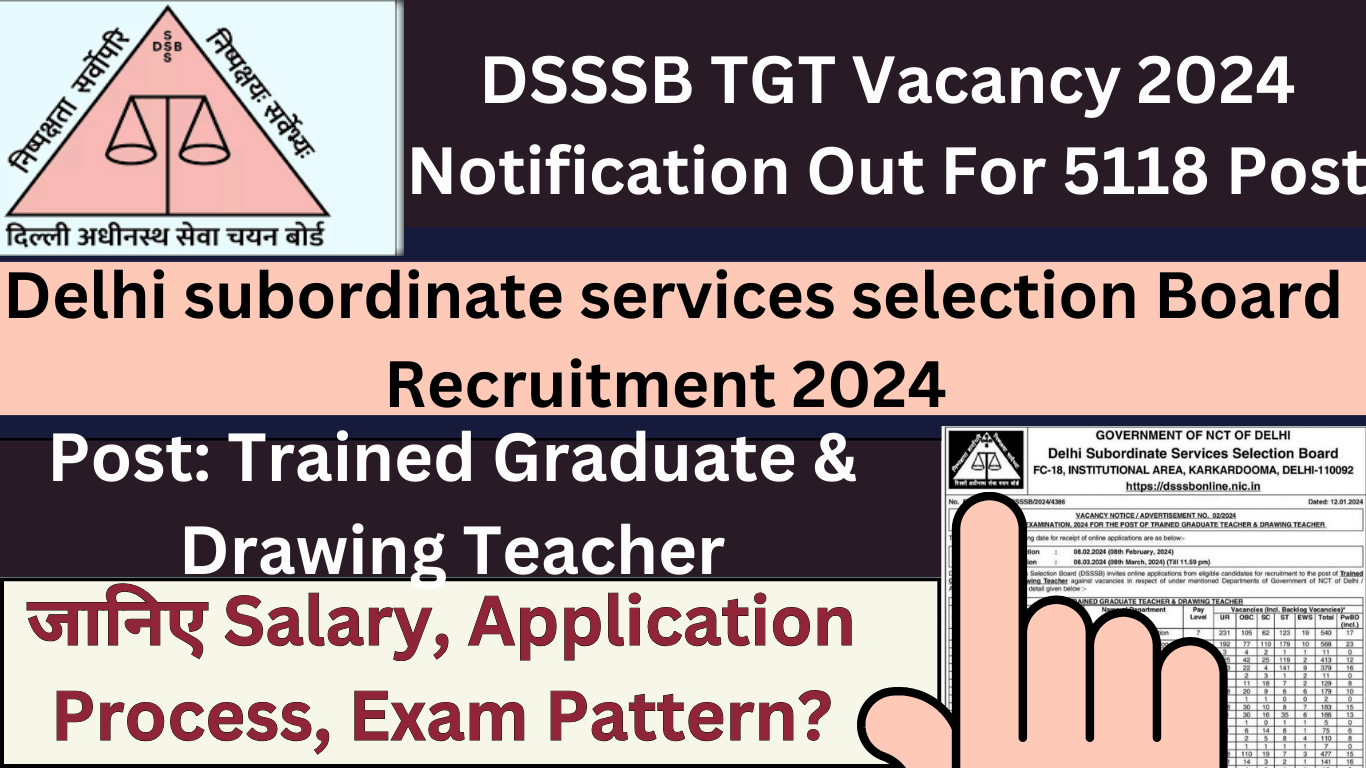 DSSSB TGT & Drawing Teacher Vacancy 2024 5118 Vacancies, Application