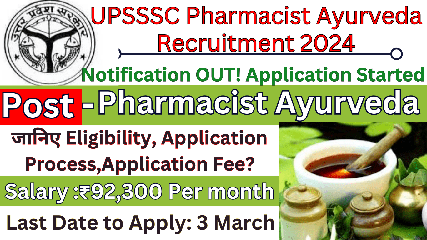 Opportunity Alert UPSSSC Pharmacist Recruitment 2024 Apply for 1002